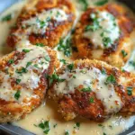 Crispy Parmesan Chicken with a Rich Garlic Sauce