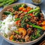Spicy Ground Beef Stir-Fry Bowl with Garlic Veggies