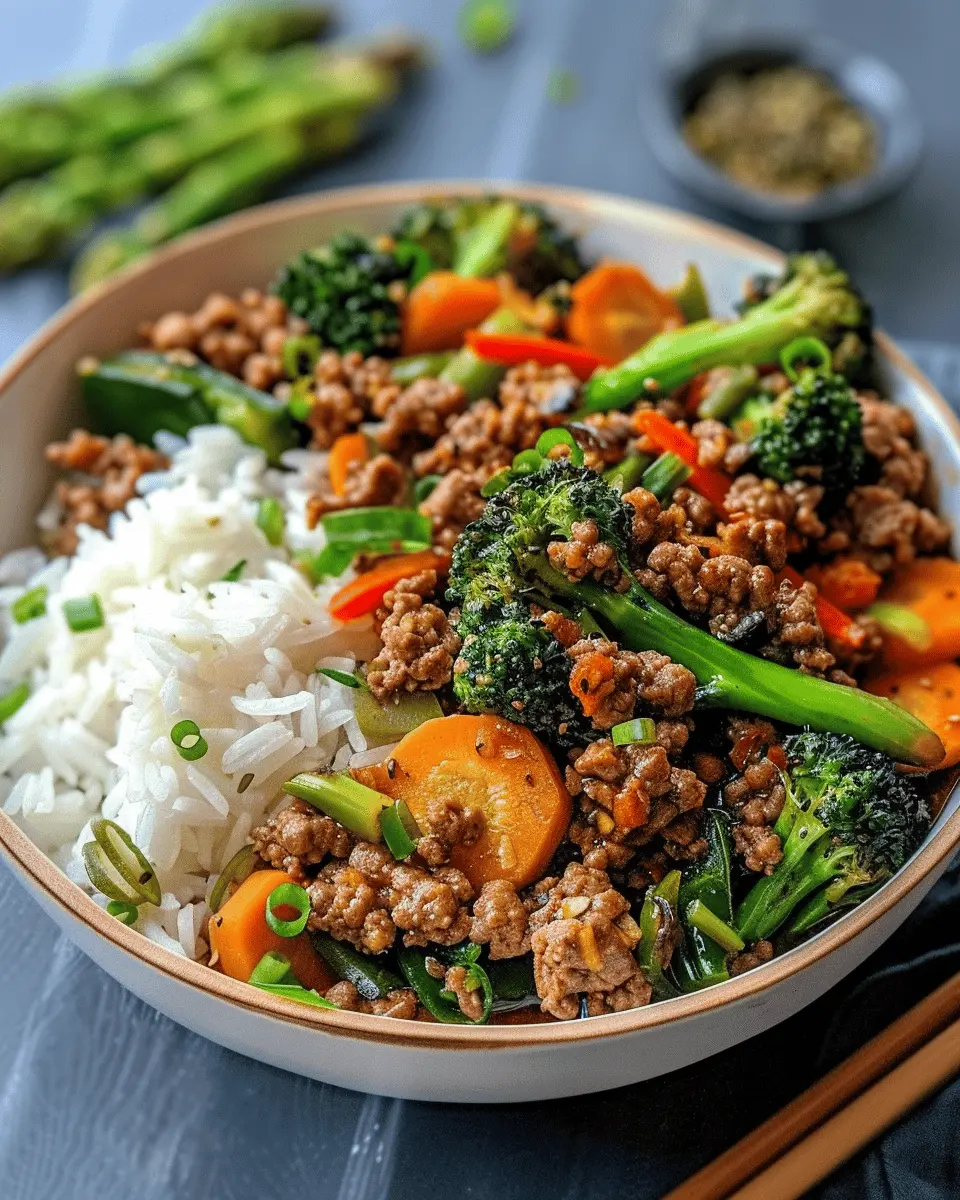 Spicy Ground Beef Stir-Fry: Easy Bowl with Garlic Veggies