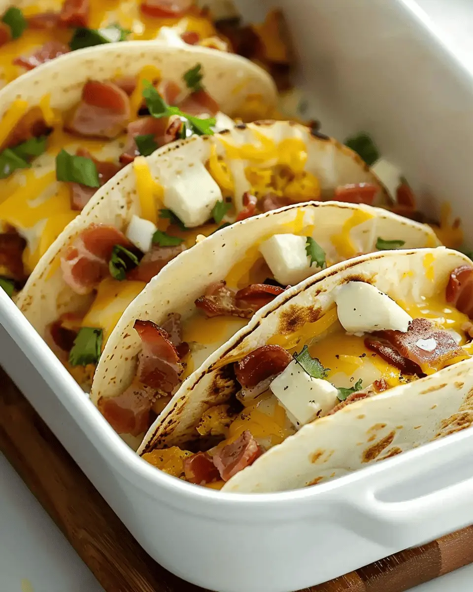 Tasty Baked Breakfast Tacos with Turkey Bacon and Chicken Ham
