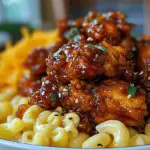 Spicy Honey Pepper Chicken with Mac and Cheese