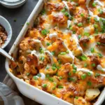 Buffalo Chicken Roasted Potato Bake