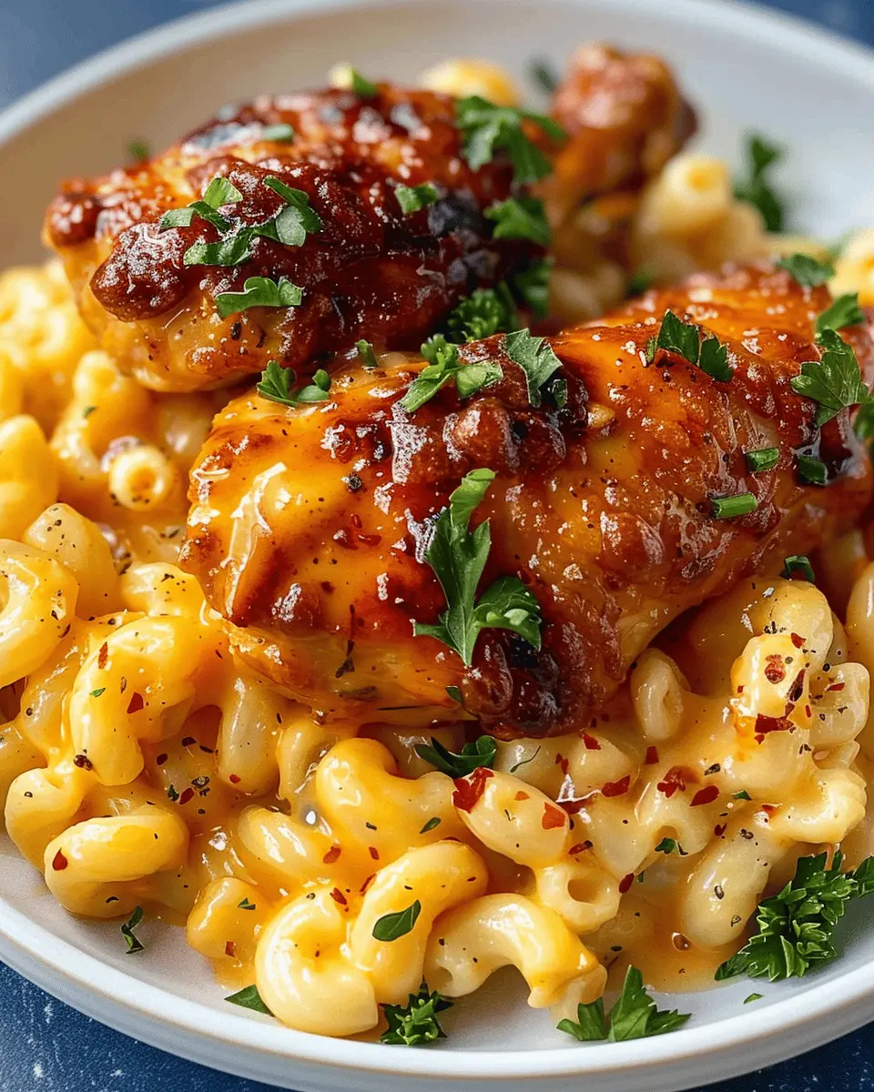 High-Protein Honey Garlic Butter Chicken with Mac and Cheese Bliss