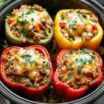 Dump and Go Crockpot Stuffed Bell Peppers