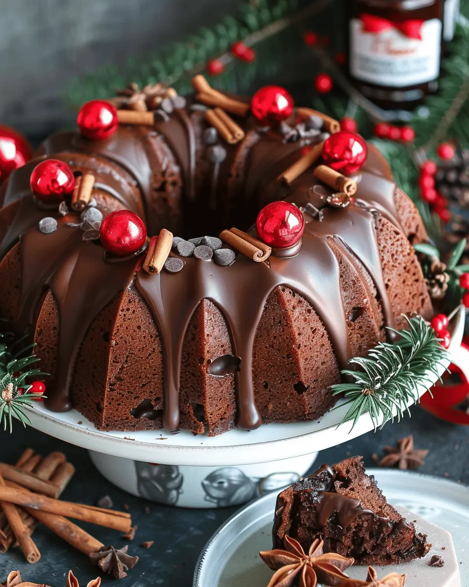 Gingerbread Chocolate Bundt Cake: A Festive Christmas Wreath Delight