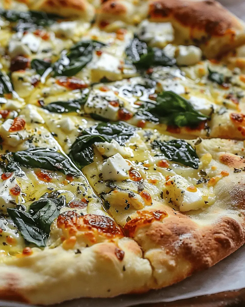 Greek Roasted Garlic Spinach White Pizza: The Best Comfort Food
