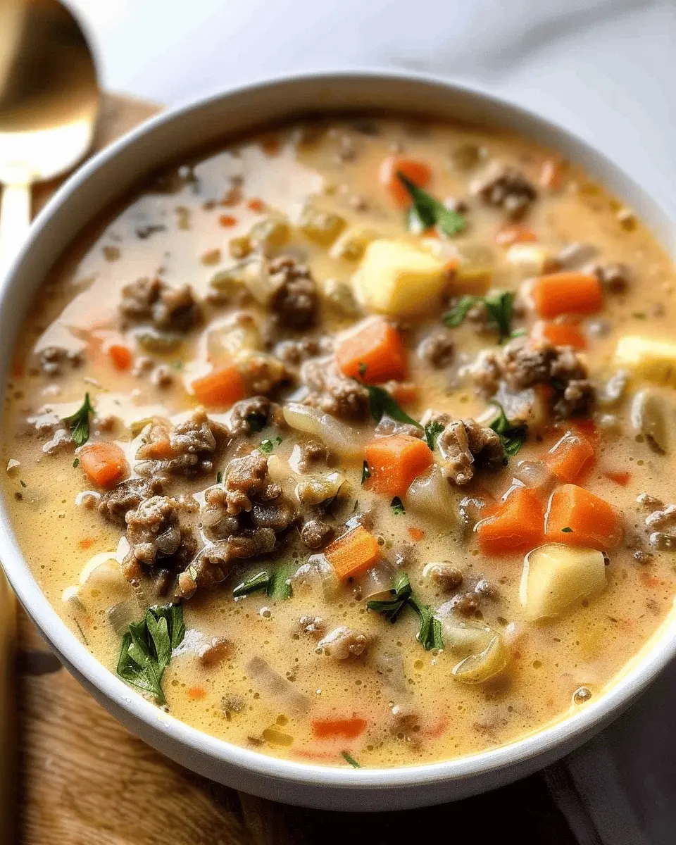 Cheeseburger Soup: Indulgent Comfort with Turkey Bacon Delight