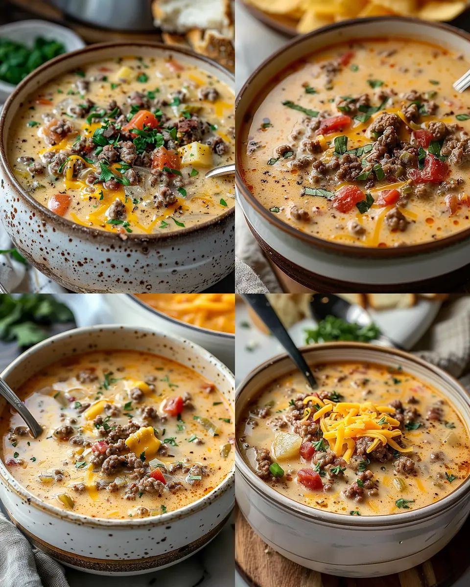 Easy Cheeseburger Soup: A Hearty Twist with Turkey Bacon and Chicken Ham