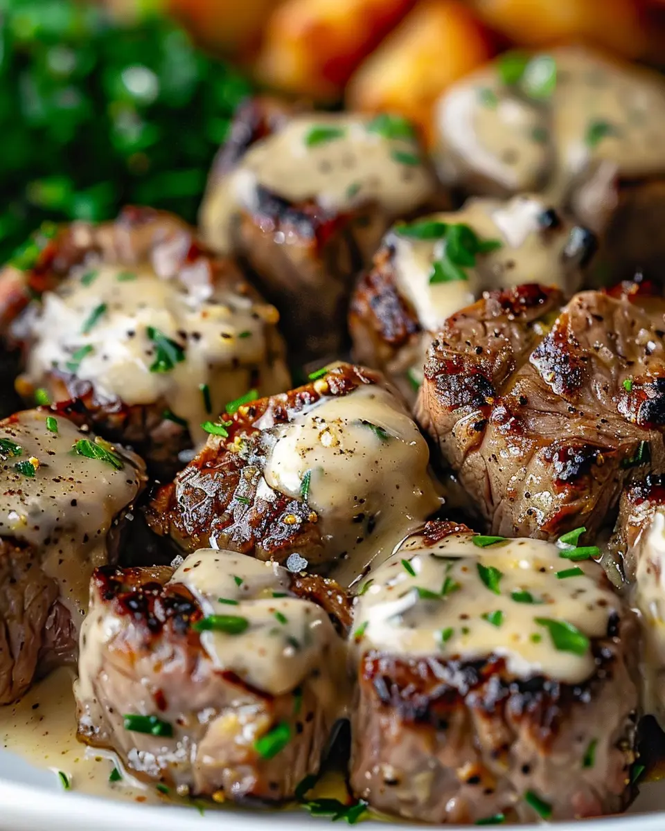 Easy Garlic Butter Steak Bites with Rich Parmesan Cream Sauce Delight