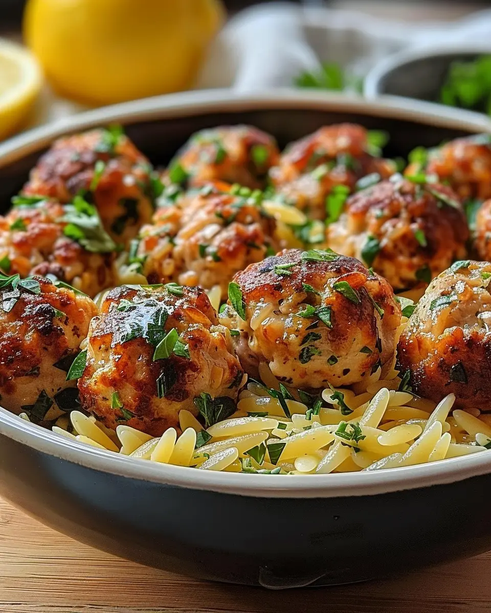 Greek Chicken Meatballs with Lemon Orzo: A Juicy Family Favorite