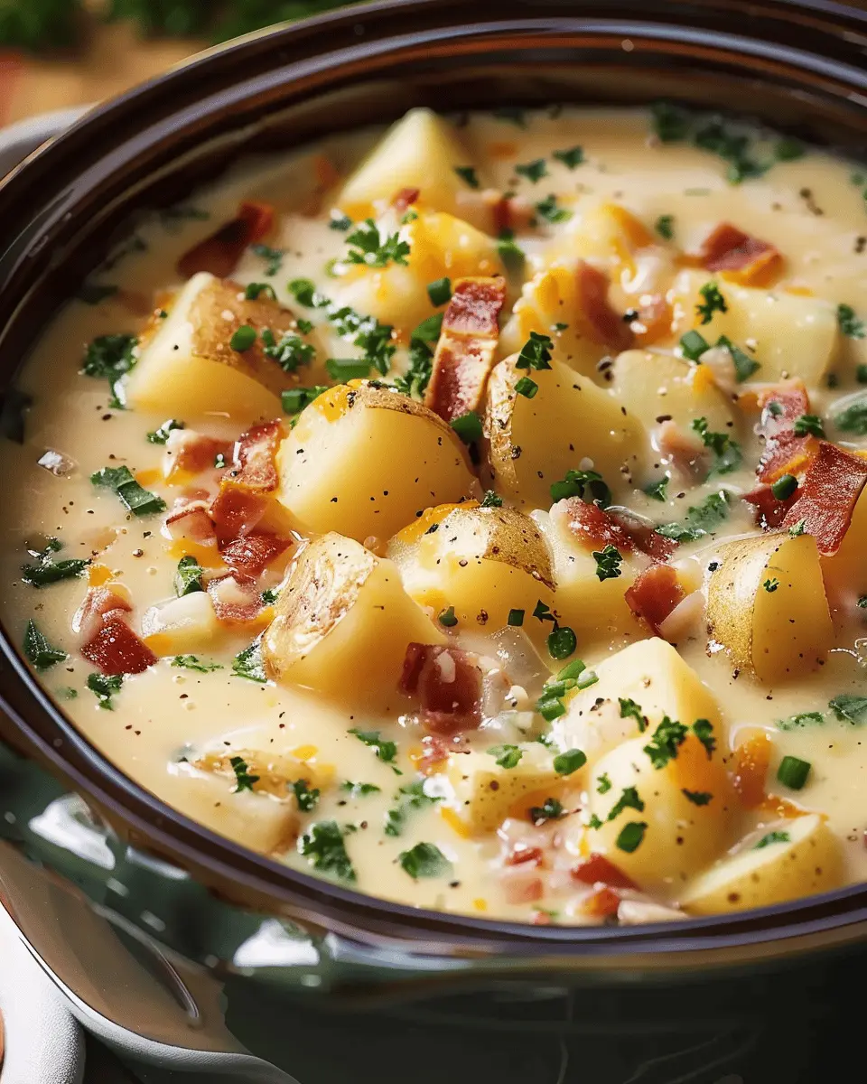 Crock Pot Crack Potato Soup: Indulgent Turkey Bacon and Chicken Ham Delight