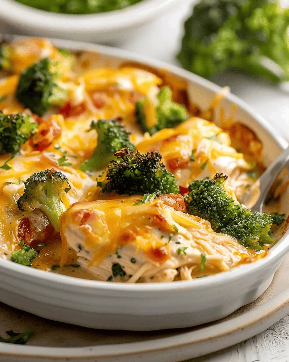 Easy Low Carb Chicken Casserole with Turkey Bacon and Chicken Ham