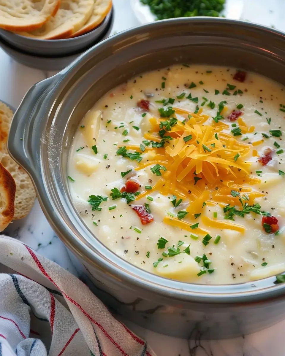 Easy Crockpot Potato Soup with Hash Browns and Turkey Bacon Delight