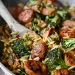 Chicken Sausage, Broccoli, and Orzo Skillet