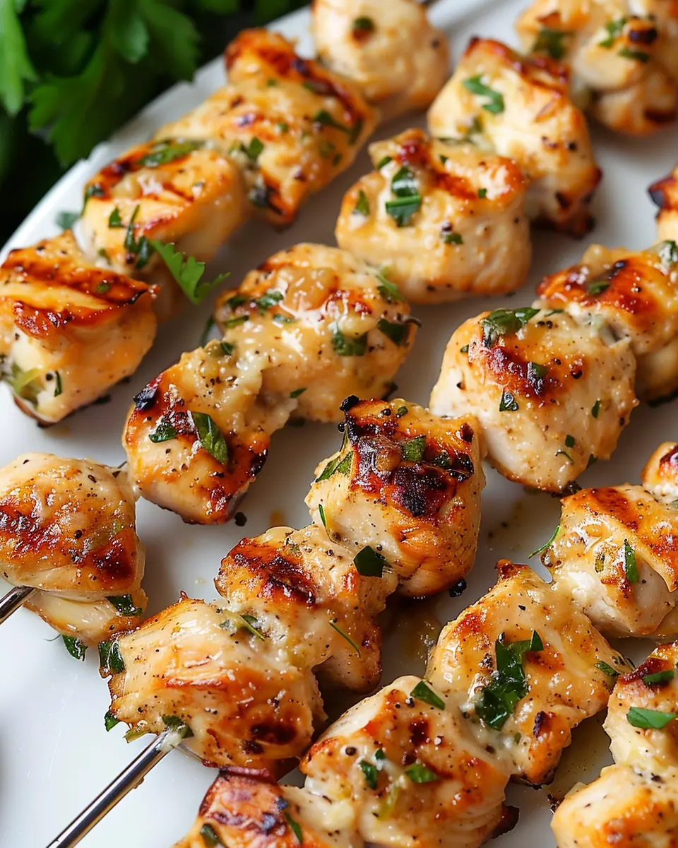 Garlic Parmesan Chicken Skewers: Juicy Grilled Delight at Home