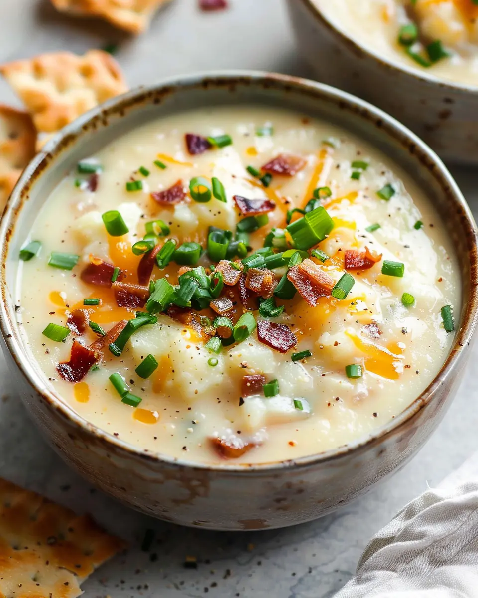 Easy Baked Potato Soup with Turkey Bacon and Creamy Goodness