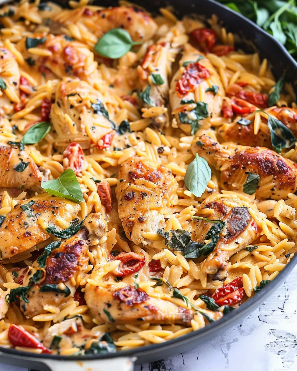 Creamy Sun-Dried Tomato Chicken Orzo Delight in Every Bite