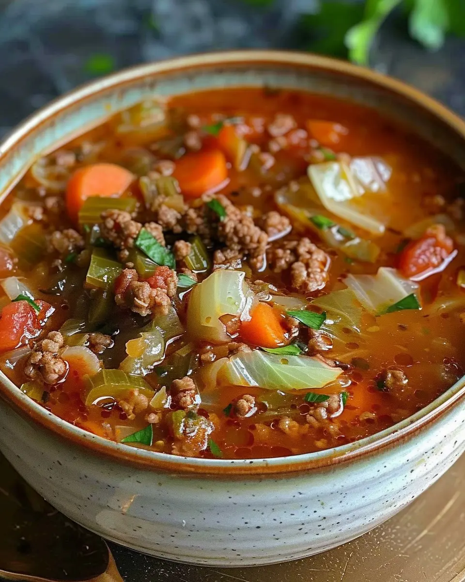 hearty ground beef and savory cabbage soup for cozy nights