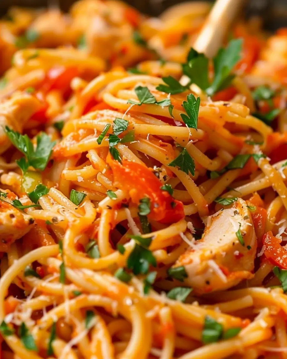 Chicken and Bell Pepper Pasta: Easy Recipe with Turkey Bacon