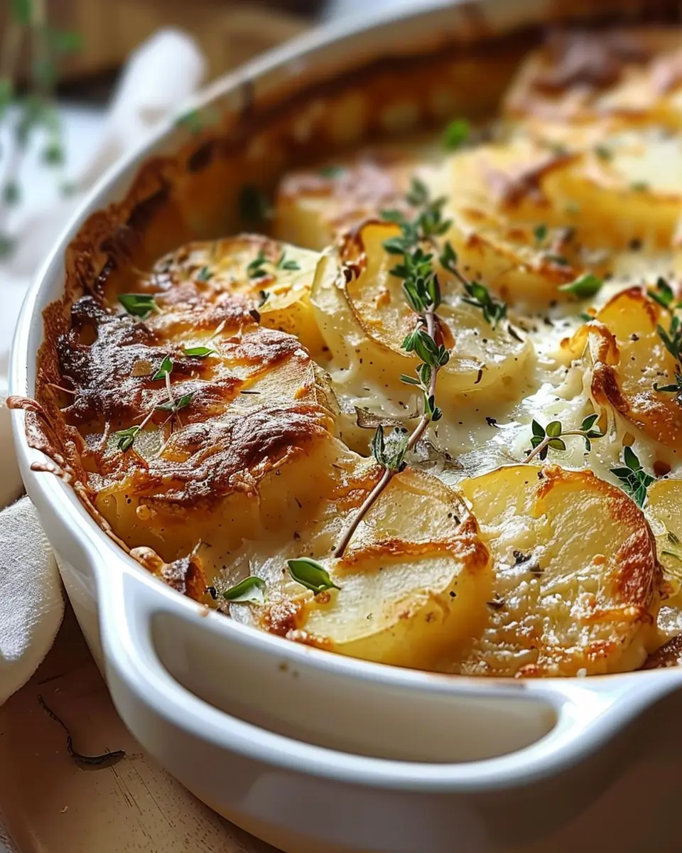 French Onion Potato Bake with Turkey Bacon and Chicken Ham Delight