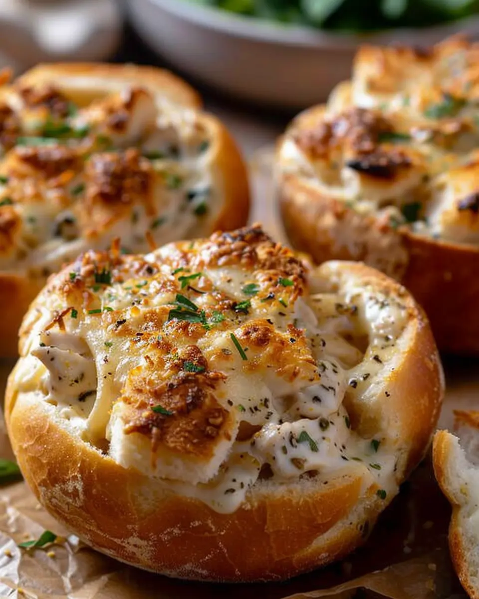 Chicken Alfredo Garlic Bread Bowls: Easy Comfort Food Delight