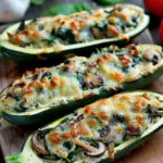 Zucchini Boats Stuffed with Spinach Mushroom Ricotta