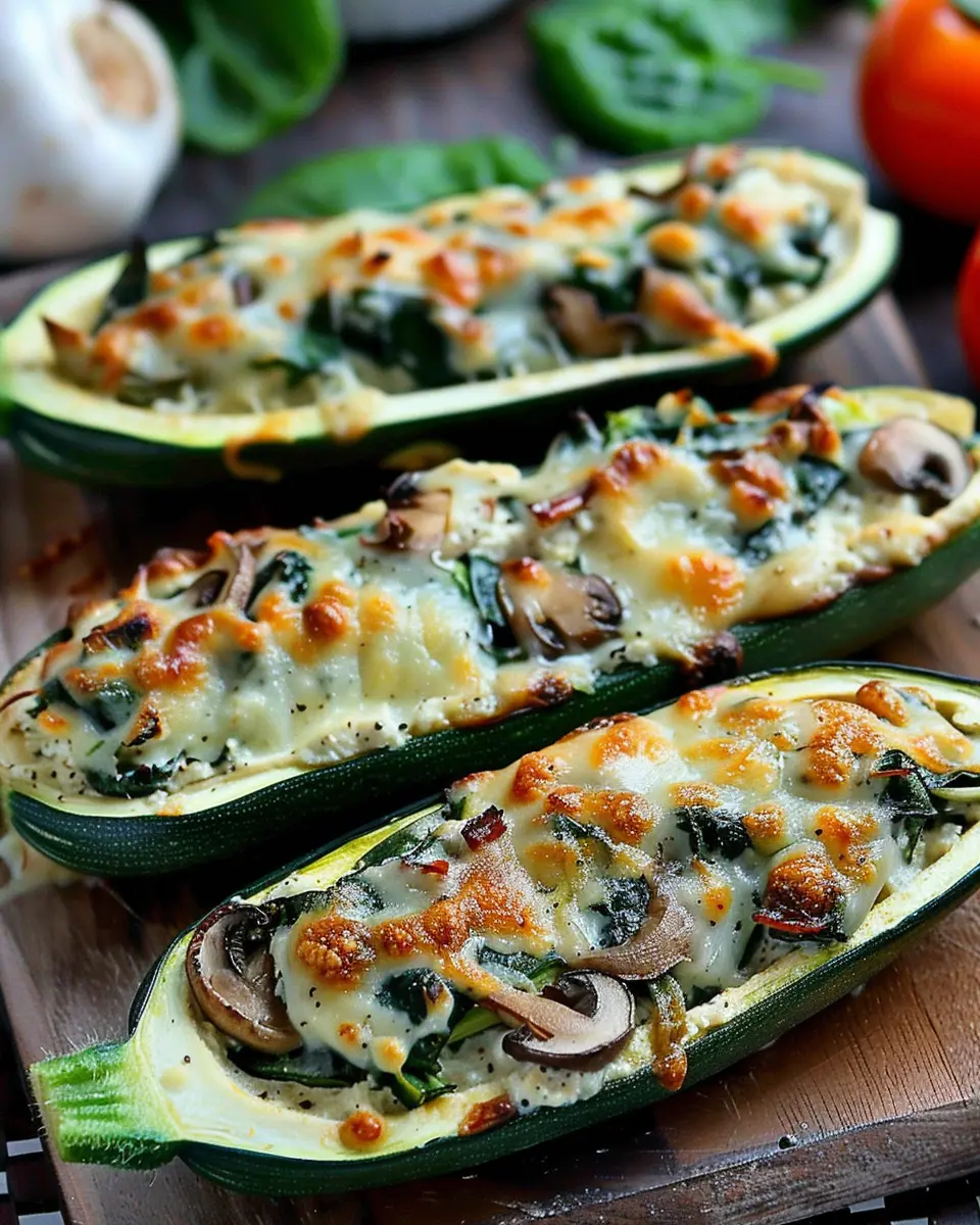 Zucchini Boats Stuffed with Spinach Mushroom Ricotta: Easy &amp; Delicious