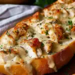 Chicken Alfredo Garlic Bread