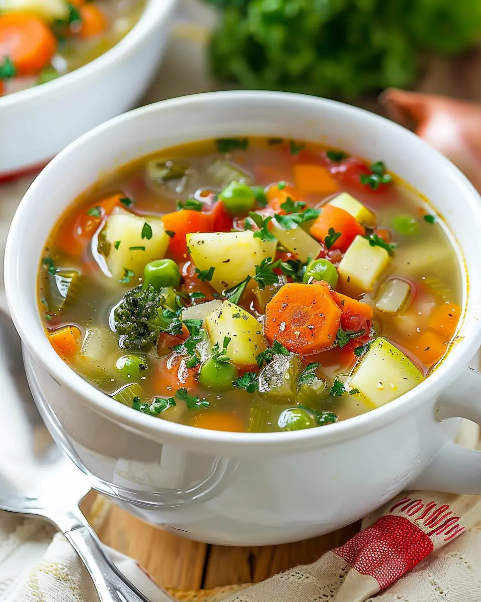 Vegetable Soup Bliss: Hearty Recipe with Turkey Bacon and Chicken Ham