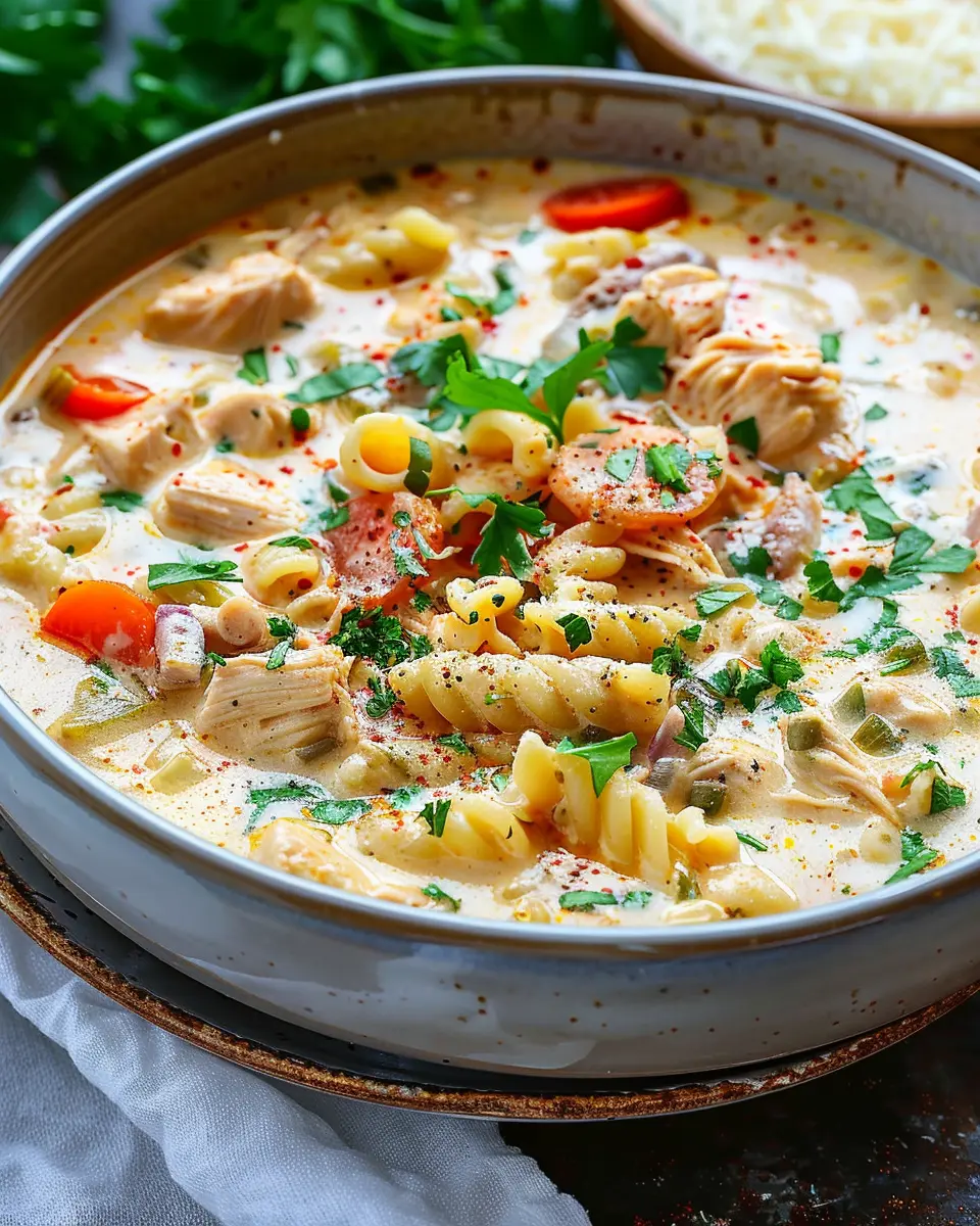 Creamy Parmesan Cajun Chicken Pasta Soup: A Cozy Delight for Dinner