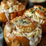 Chicken Alfredo Garlic Bread Bowls