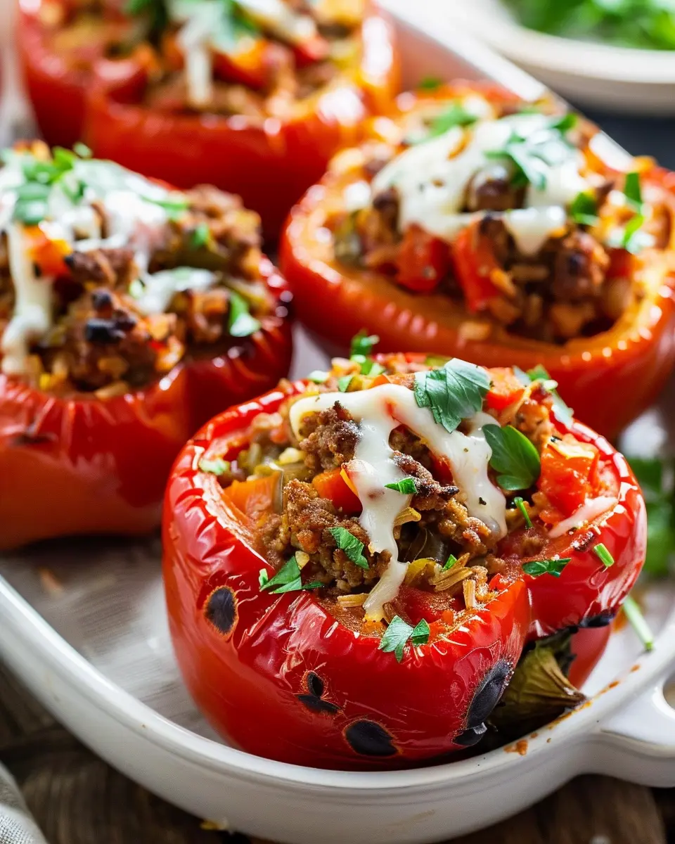 Crockpot Stuffed Peppers: Easy Turkey Bacon and Chicken Ham Delight