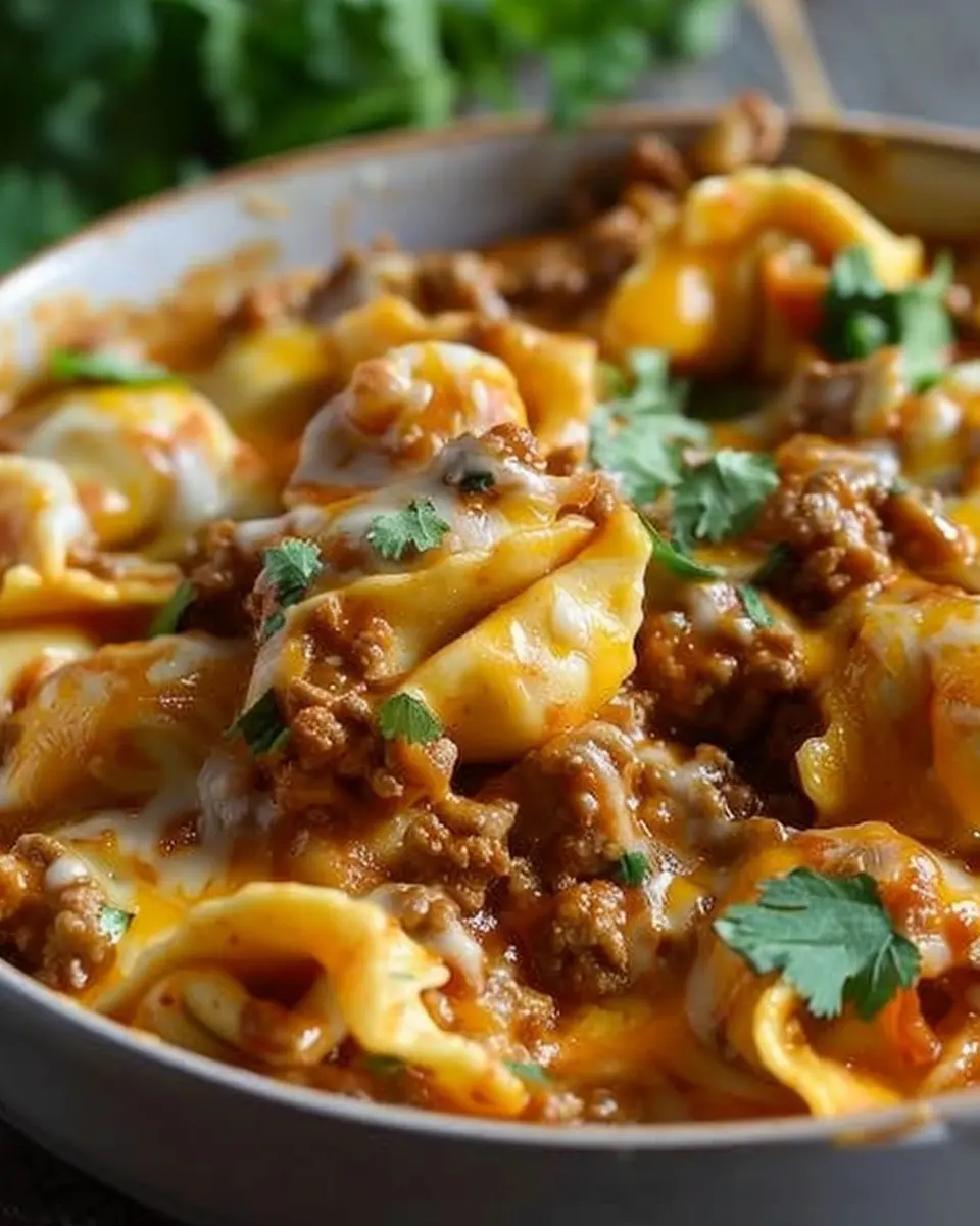 cheesy beef enchilada tortellini: a quick and indulgent dinner idea