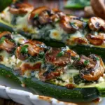 Spinach, Mushroom, and Ricotta Stuffed Zucchini Boats