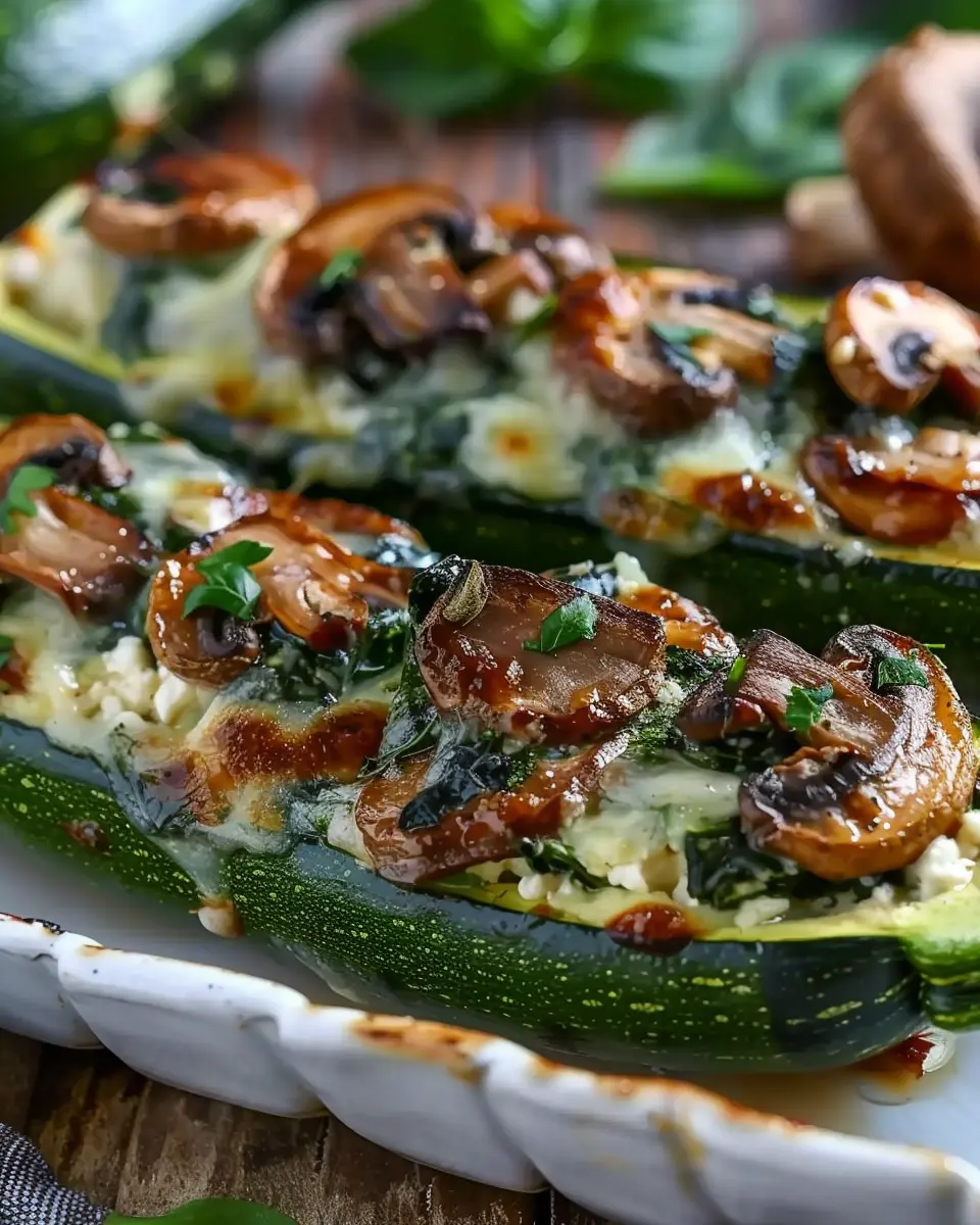 Spinach Mushroom Ricotta Stuffed Zucchini Boats – Easy Comfort Food