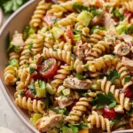 High Protein Tuscan Chicken Pasta Salad