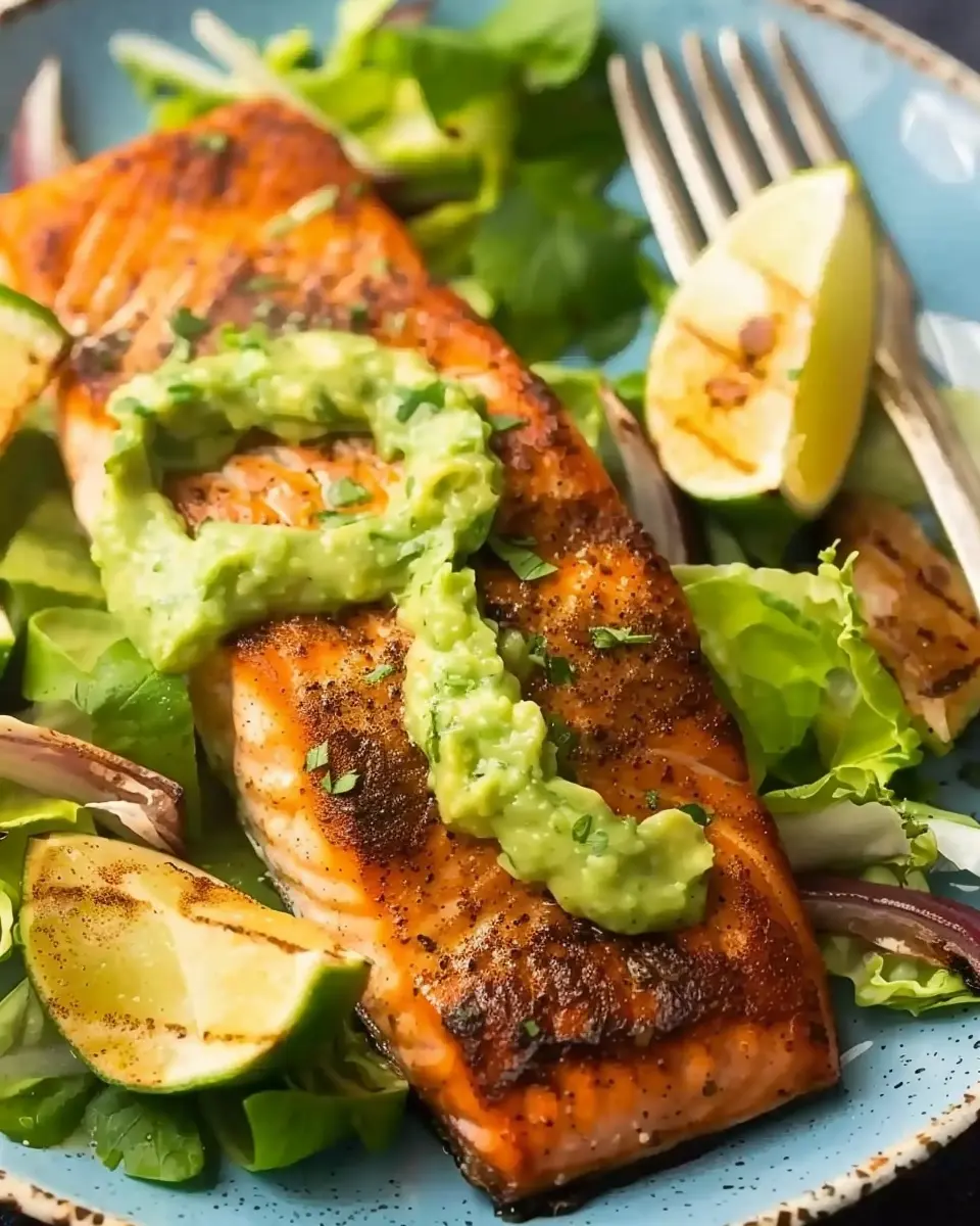 Cajun Spiced Salmon: Juicy Baked Delight with Avocado Lime Sauce