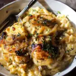 Crockpot Creamy French Onion Chicken and Orzo