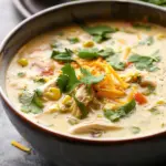 Slow Cooker Creamy Green Chile Chicken Enchilada Soup
