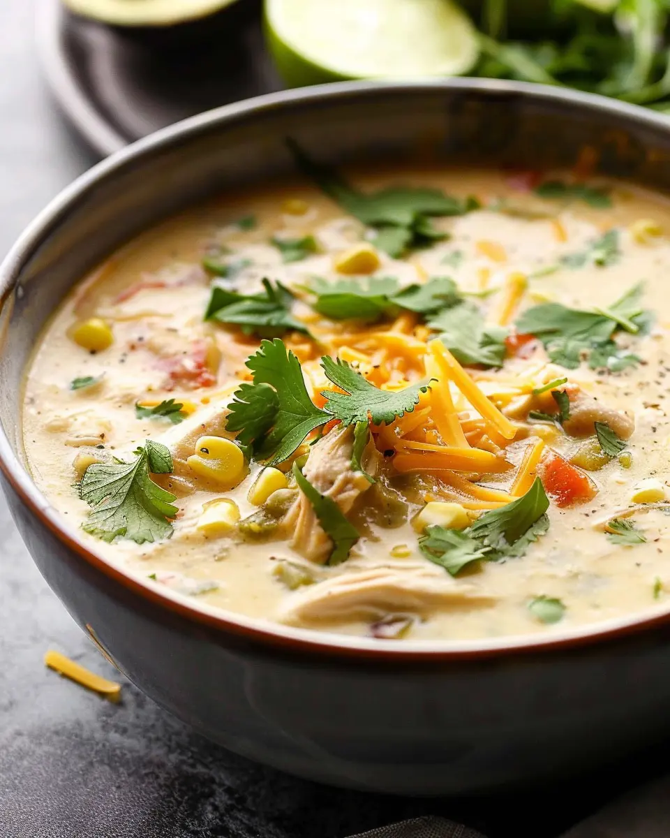 Slow Cooker Creamy Green Chile Chicken Enchilada Soup Bliss