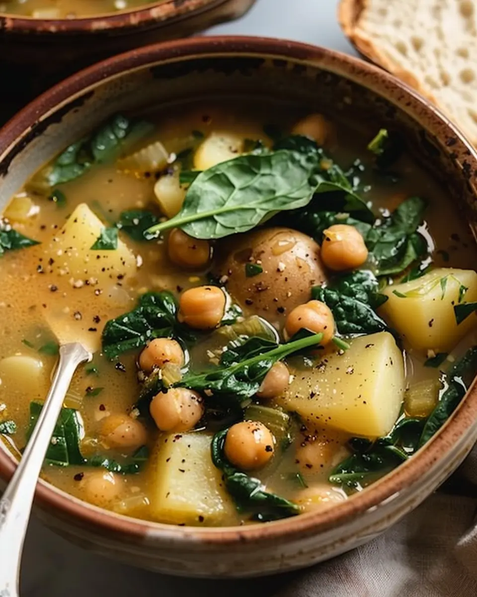 Lemony Chickpea Soup: A Cozy, Healthy Delight with Spinach &amp; Potatoes