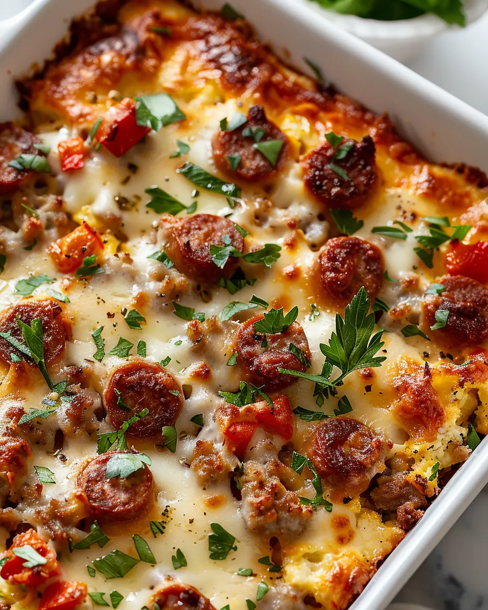 High Protein Cottage Cheese Turkey Sausage Breakfast Casserole Delight