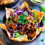 Teriyaki Chicken Wonton Taco Bowls