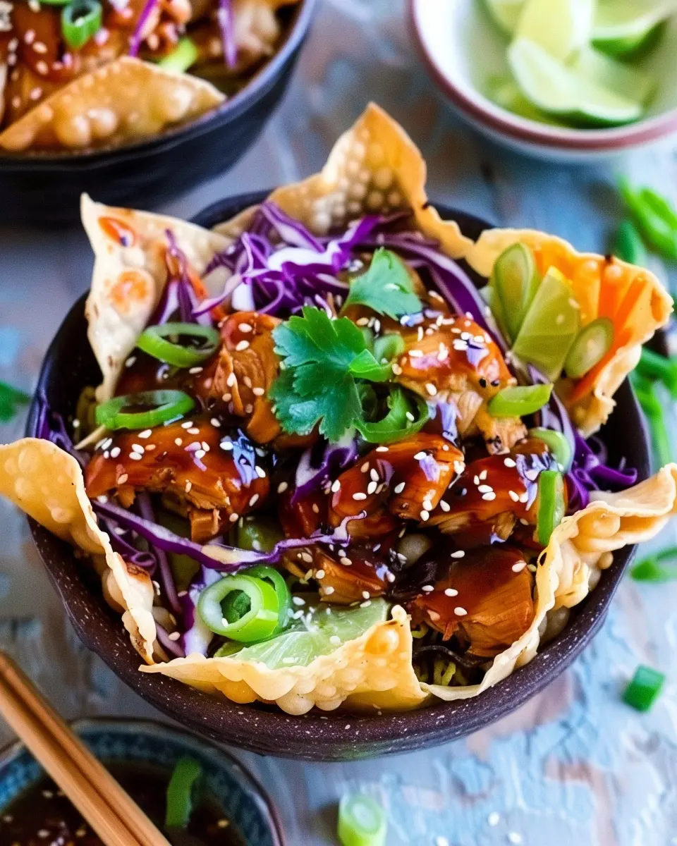 Teriyaki Chicken Wonton Taco Bowls: Easy &amp; Delicious Twist