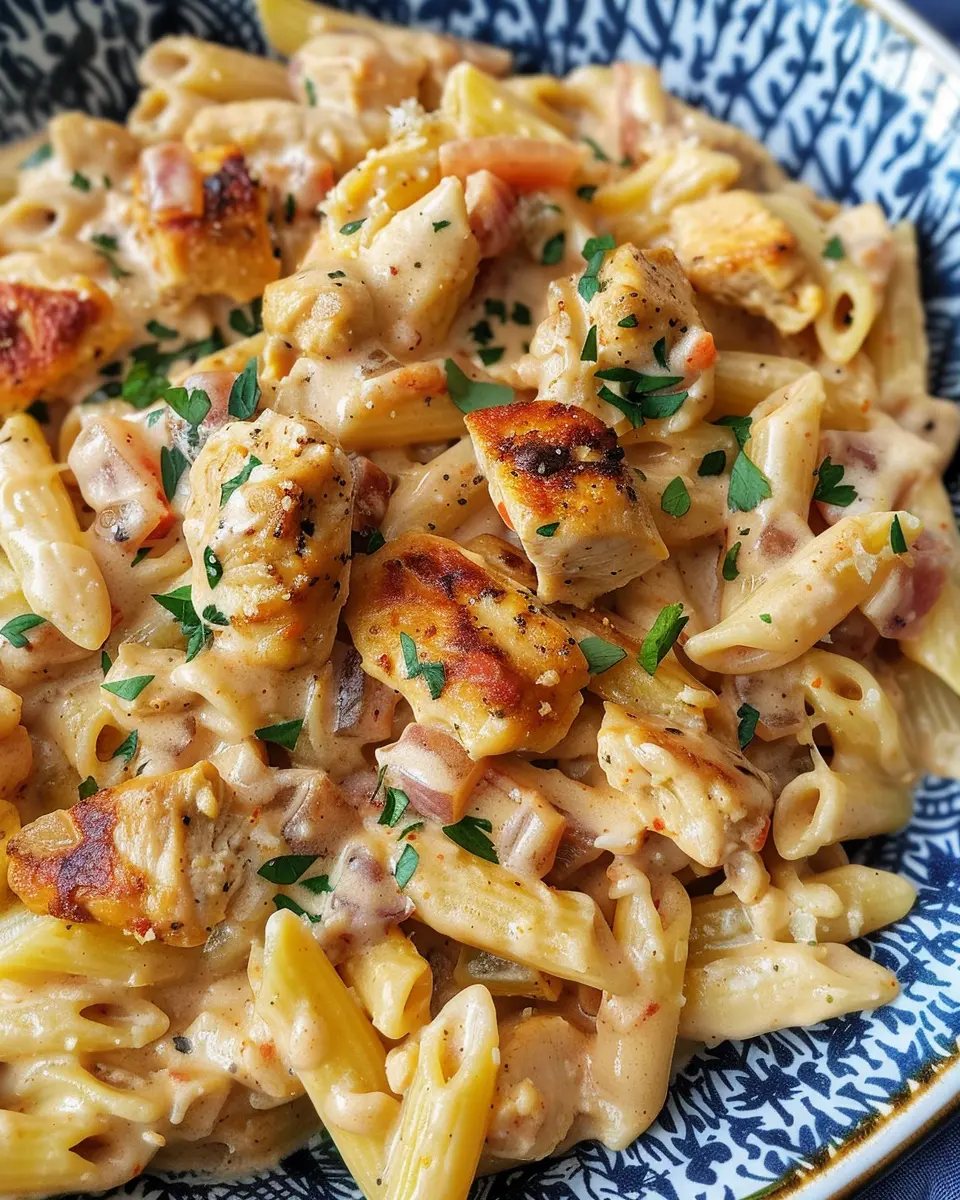 Southwest Chicken Alfredo: Easy Indulgence with Turkey Bacon