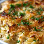French Onion Chicken Orzo Casserole