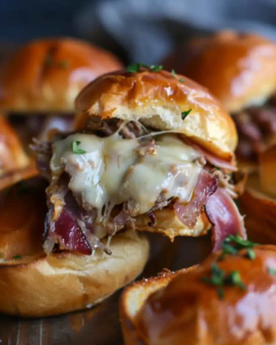 Easy French Dip Sliders: Juicy Turkey Bacon and Chicken Ham Delight