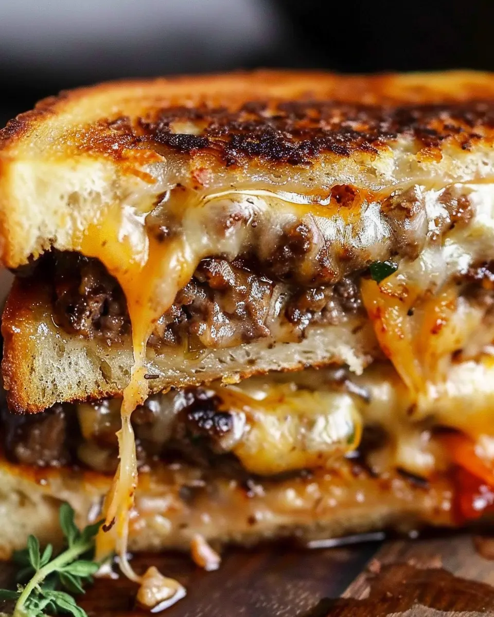 Easy Cheesy Patty Melt Delight with Turkey Bacon and Chicken Ham