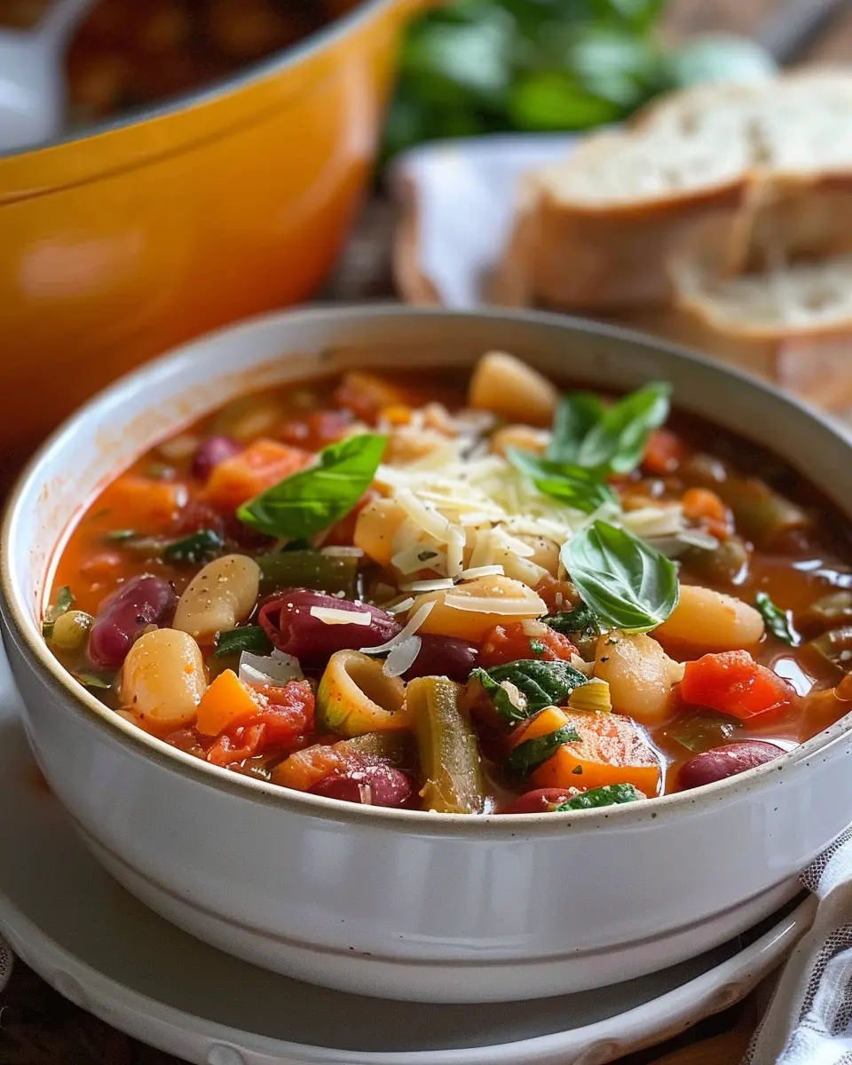 Classic Minestrone Soup with Turkey Bacon and Chicken Ham Delight