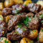 garlic Butter Beef Bites & Potatoes make a perfect dinner